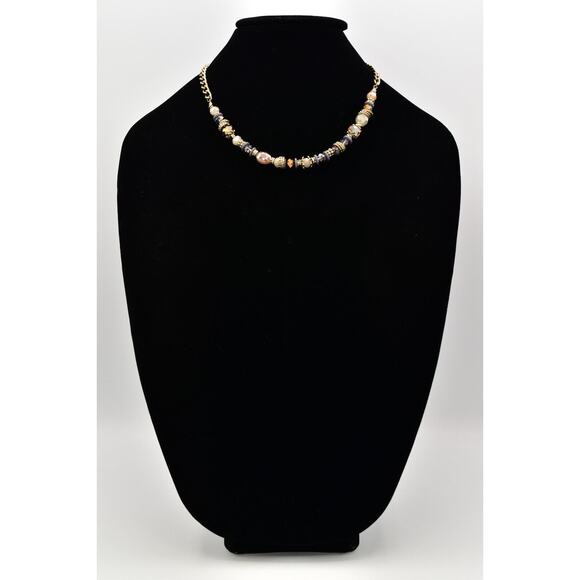 Vivi Love Vintage Crystal Necklace Gold Tone Beaded Antiqued Signed 1990s BinBC - Picture 3 of 12